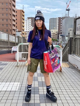 「Alexander McQueen（アレキサンダーマックイーン）のアイテム（パンツ）」を使った、WODDYFUNKさん（レディース・155cm）の夏コーディネート