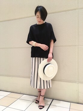 「アパートバイローリーズ」｜「アイテム（帽子）」を使った、yato-miさん（レディース・158cm）の夏コーディネート