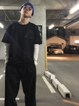 「UNIF（ユニフ）のアイテム（トップス）」を使った、tkさん（メンズ・175cm）の春コーディネート