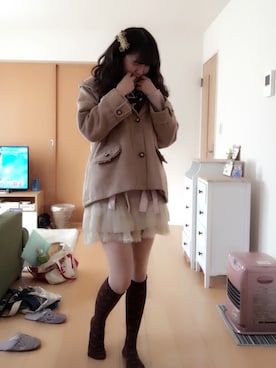 「アイテム（ピーコート）」を使った、erinaさん（レディース・162cm・20代）の冬コーディネート
