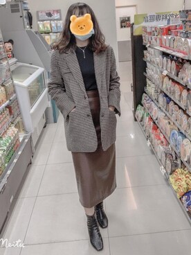 「MEIER.Q（マイヤーキュー）のアイテム（チェスターコート）」を使った、Aliceさん（レディース・153cm）の冬コーディネート