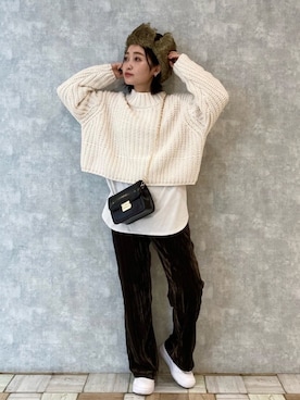 「B:MING by BEAMS（ビーミングバイビームス）のアイテム（キャップ）」を使った、もっちさん（レディース・158cm）の冬コーディネート