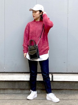 「BEAMS BOY（ビームスボーイ）のアイテム（帽子）」を使った、もっちさん（レディース・158cm）の冬コーディネート