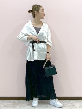 「PAGEBOY（ページボーイ）のリングベルト（ベルト）」を使った、もっちさん（レディース・158cm）の春コーディネート