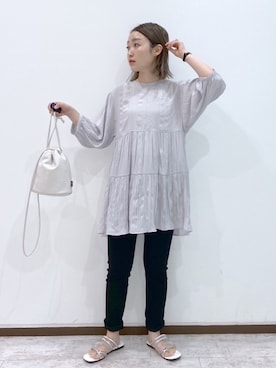 「ティアードブラウス」｜もっちさん（レディース・158cm）の春コーディネート