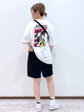 「アイテム（ショルダーバッグ、パープル系）」を使った、もっちさん（レディース・158cm）の春コーディネート