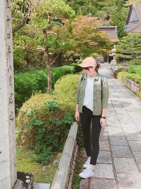 「UNIQLO（ユニクロ）のワッフルクルーネックT（5分袖）（Tシャツ/カットソー）」を使った、Yu Kiさん（レディース・168cm）の冬コーディネート