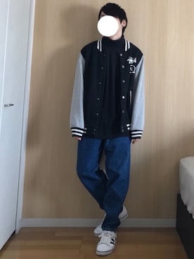 「STUSSY（ステューシー）のアイテム（スタジャン）」を使った、こうです。さん（メンズ・164cm）の冬コーディネート