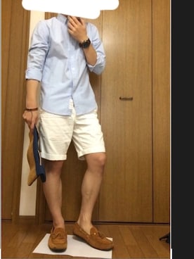 「フレンチカジュアル」｜「アイテム（モカシン/デッキシューズ）」を使った、流風さん（メンズ・166cm）の夏コーディネート