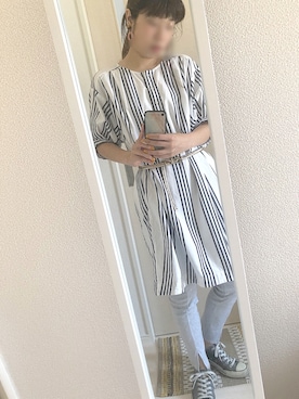 「MONKI（モンキ）のアイテム（シャツワンピース）」を使った、ew_jpnさん（レディース・164cm）の夏コーディネート