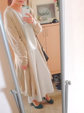 「アイテム（つなぎ/オールインワン、ベージュ系）」を使った、sakaさん（レディース・158cm）の春コーディネート