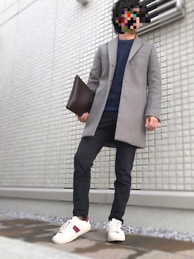 「RAGEBLUE（レイジブルー）のアイテム（クラッチバッグ）」を使った、ゆっこさん（メンズ・163cm）の冬コーディネート