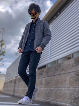 「hummel（ヒュンメル）のアイテム（スニーカー）」を使った、ゆっこさん（メンズ・163cm）の春コーディネート