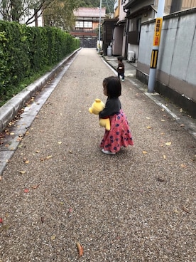 「アイテム（スカート）」を使った、MOMOさん（キッズ・90cm）の冬コーディネート