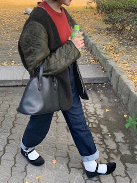 「SVEC（シュベック）のカンフーシューズ kung fu Shoes / ストラップパンプス（バレエシューズ）」を使った、ハナレさん（レディース・154cm）の冬コーディネート