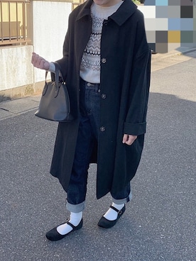 「SVEC（シュベック）のカンフーシューズ kung fu Shoes / ストラップパンプス（バレエシューズ）」を使った、ハナレさん（レディース・154cm）の冬コーディネート