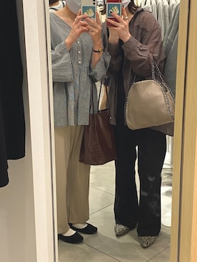 「SVEC（シュベック）のカンフーシューズ kung fu Shoes / ストラップパンプス（バレエシューズ）」を使った、ハナレさん（レディース・154cm）の秋コーディネート