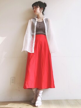 「red」｜「アイテム（その他トップス）」を使った、niboshiさん（レディース・164cm）の春コーディネート