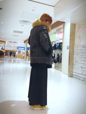 「AVIREX（アヴィレックス）のアイテム（ムートンコート）」を使った、Risaさん（レディース・163cm）の秋コーディネート
