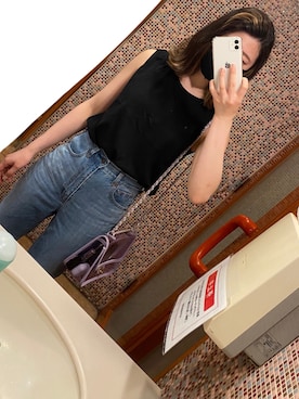 「UNIQLO（ユニクロ）のアイテム（タンクトップ、ブラック系）」を使った、미리아さん（レディース）の夏コーディネート