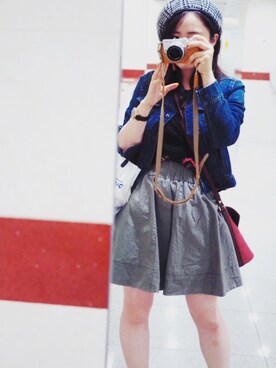 「MERCURYDUO（マーキュリーデュオ）のアイテム（デニムジャケット）」を使った、chiiiさん（レディース・154cm）の秋コーディネート