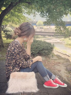 「GRL（グレイル）のアイテム（ピアス（両耳用））」を使った、みぃさん（レディース・161cm）の秋コーディネート