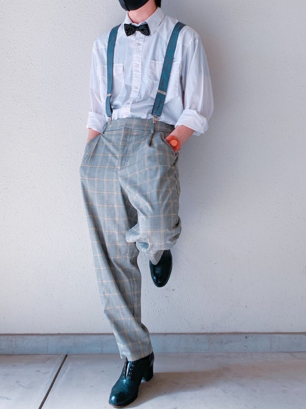 「古着、wlanglar、ISSEY MIYAKE、キレイ目、キレイめコーデ、古着コーデ、春コーデ、シンプル、シャツスタイル、ootd」｜「usedのアイテム（パンツ、グレー系）」を使った、シャツ男 さん（メンズ・167cm）の春コーディネートの1枚目の写真