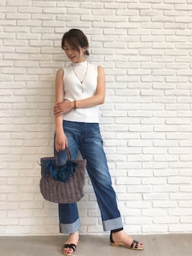 「Two Faces（トゥーフェイシーズ）のアイテム（トップス）」を使った、Ayaさん（レディース・160cm）の夏コーディネート