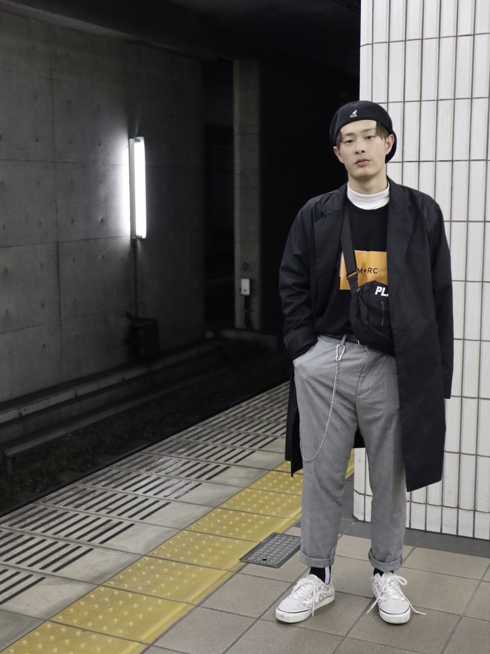 「春、休日スタイル、ootd、おしゃれさんと繋がりたい、ハンチング、カンゴール、いいね、save、フォローお願いします🤑、いいね返し、フォローミー」｜「KANGOLのKANGOL/カンゴール 504 トロピックベントエアー ハンチング（ハンチング/ベレー帽、ブラック系）」を使った、メルカリで古着販売してますさん（メンズ・168cm）の春コーディネートの1枚目の写真