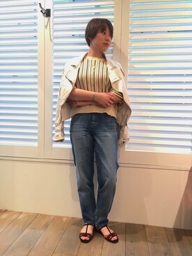 「アイテム（ライダースジャケット）」を使った、T.yukikoさん（レディース・157cm・20代）の春コーディネート