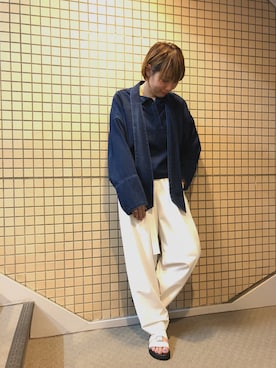 「M/M ATTACHMENT（エムエムアタッチメント）のアイテム（パンツ）」を使った、T.yukikoさん（レディース・157cm）の夏コーディネート