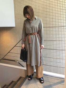 「アイテム（シャツワンピース）」を使った、T.yukikoさん（レディース・157cm・20代）の冬コーディネート
