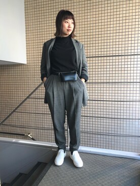 「アイテム（スリッポン）」を使った、T.yukikoさん（レディース・157cm・20代）の冬コーディネート