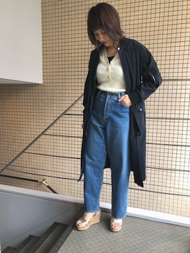 「リメイクデニム」｜「アイテム（ブルゾン）」を使った、T.yukikoさん（レディース・157cm）の冬コーディネート