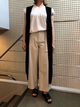 「Moname（モナーム）のアイテム（その他パンツ）」を使った、T.yukikoさん（レディース・157cm）の春コーディネート