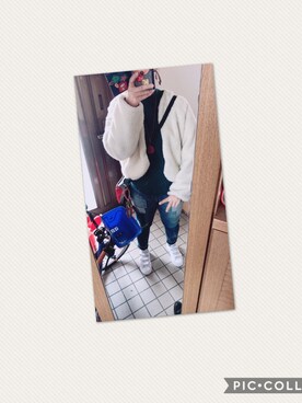 「サコッシュ」｜「アイテム（ノーカラージャケット）」を使った、somiさん（レディース・157cm）の冬コーディネート