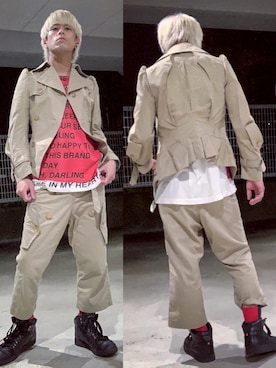 「JUNYA WATANABE COMME des GARCONS（ジュンヤワタナベコムデギャルソン）のアイテム（ミリタリージャケット）」を使った、ぐっちさん（メンズ・165cm）の夏コーディネート