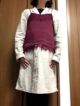 「学校」｜「アイテム（その他アウター）」を使った、miyuさん（レディース・155cm）の春コーディネート