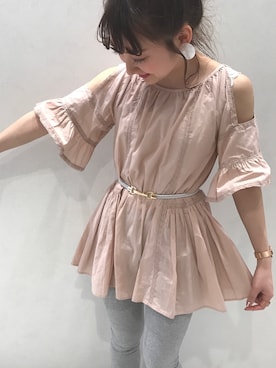「コーディネート」｜「アイテム（チュニック）」を使った、AMI NAKAGAWAさん（レディース・157cm）の春コーディネート