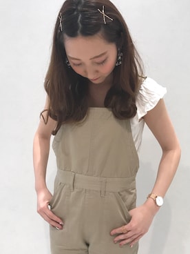 「コーディネート」｜「アイテム（サロペット/オーバーオール）」を使った、AMI NAKAGAWAさん（レディース・157cm）の春コーディネート