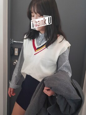 「knit vest」｜MNNVOさん（レディース・157cm）の秋コーディネート