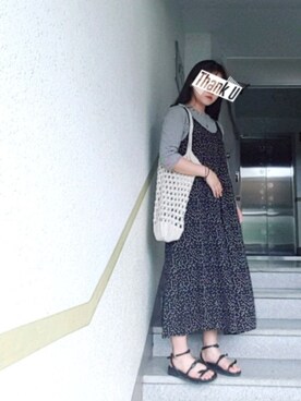 「black」｜「アイテム（つなぎ/オールインワン）」を使った、MNNVOさん（レディース・157cm）の夏コーディネート