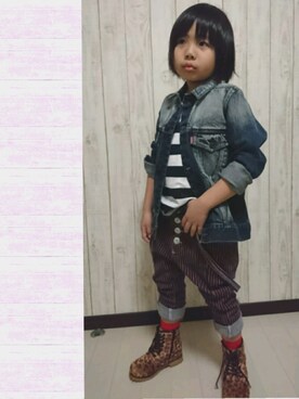「BLOC（ブロック）のアイテム（シューズ）」を使った、RAI⭐RAIさん（キッズ・121cm）の冬コーディネート