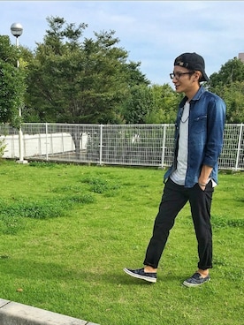 「アイテム（スリッポン、その他）」を使った、YAMAさんさん（メンズ・170cm）の夏コーディネート