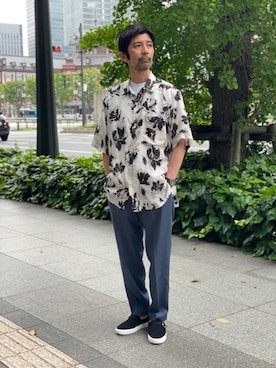 「biscuithead（ビスケットヘッド）のアイテム」を使った、齋藤幸司さん（メンズ・172cm）の春コーディネート