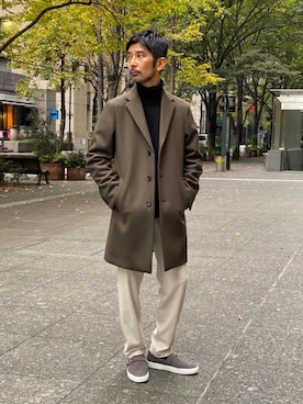 「hALON（アーロン）のアイテム」を使った、齋藤幸司さん（メンズ・172cm）の秋コーディネート