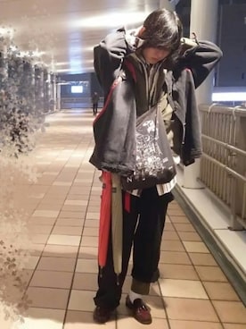 「レイヤードstyle」｜「アイテム（その他アウター）」を使った、諸葛亮さん（メンズ・180cm）の秋コーディネート