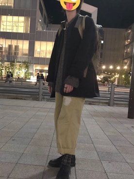 「UNIQLO（ユニクロ）のフリースノーカラーコート（その他アウター）」を使った、諸葛亮さん（メンズ・180cm）の秋コーディネート