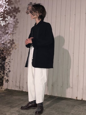 「UNIQLO（ユニクロ）のフリースノーカラーコート（その他アウター）」を使った、諸葛亮さん（メンズ・180cm）の秋コーディネート