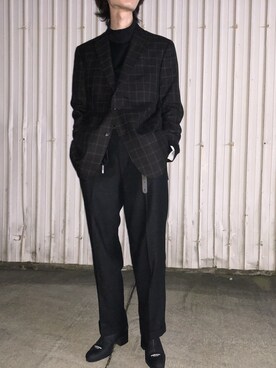 「SHAREEF（シャリーフ）のアイテム（ブーツ）」を使った、諸葛亮さん（メンズ・180cm）の冬コーディネート